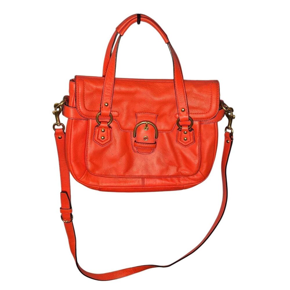 Coach Orange Campbell Leather Satchel Brass Hardware Buckle (PROJECT BAG)